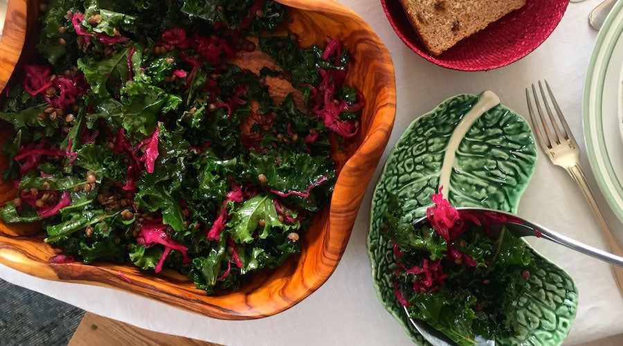 Ensalada de Kale con vinagreta de albaricoque
